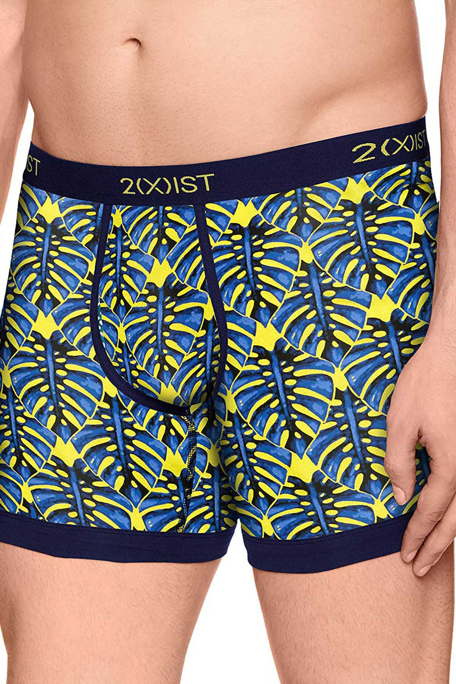 2(X)IST Vibrant-Yellow Palm-Print Graphic Cotton Boxer Brief test