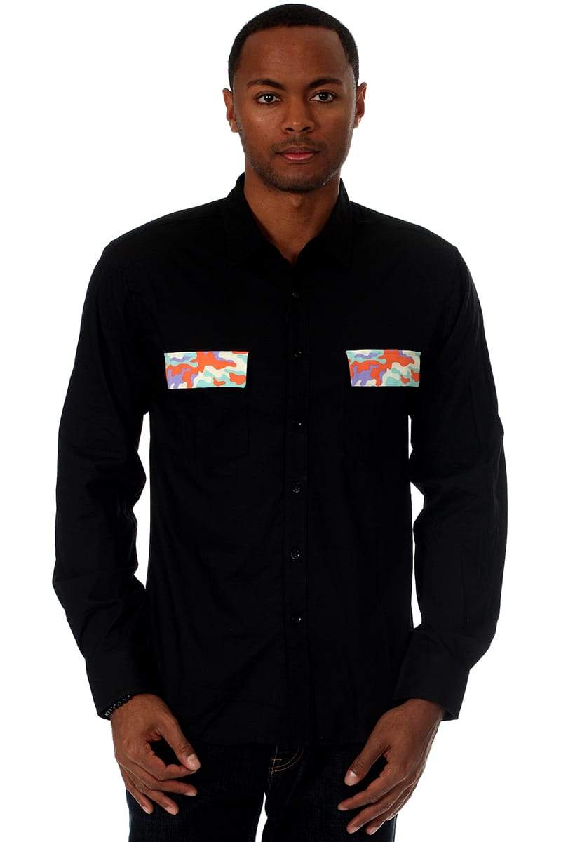 00 Nothing Black Watch Out Button-Up