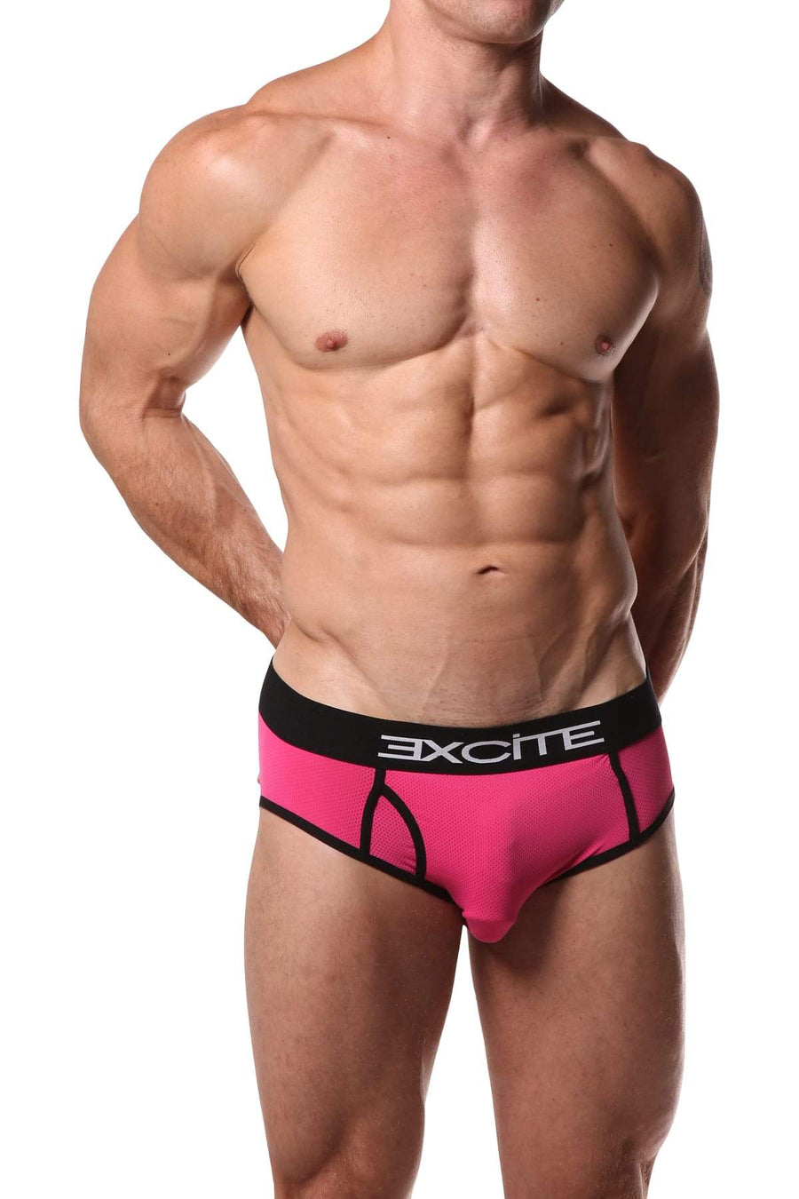 EXCiTE Pink Contrast Mesh Jock Briefs