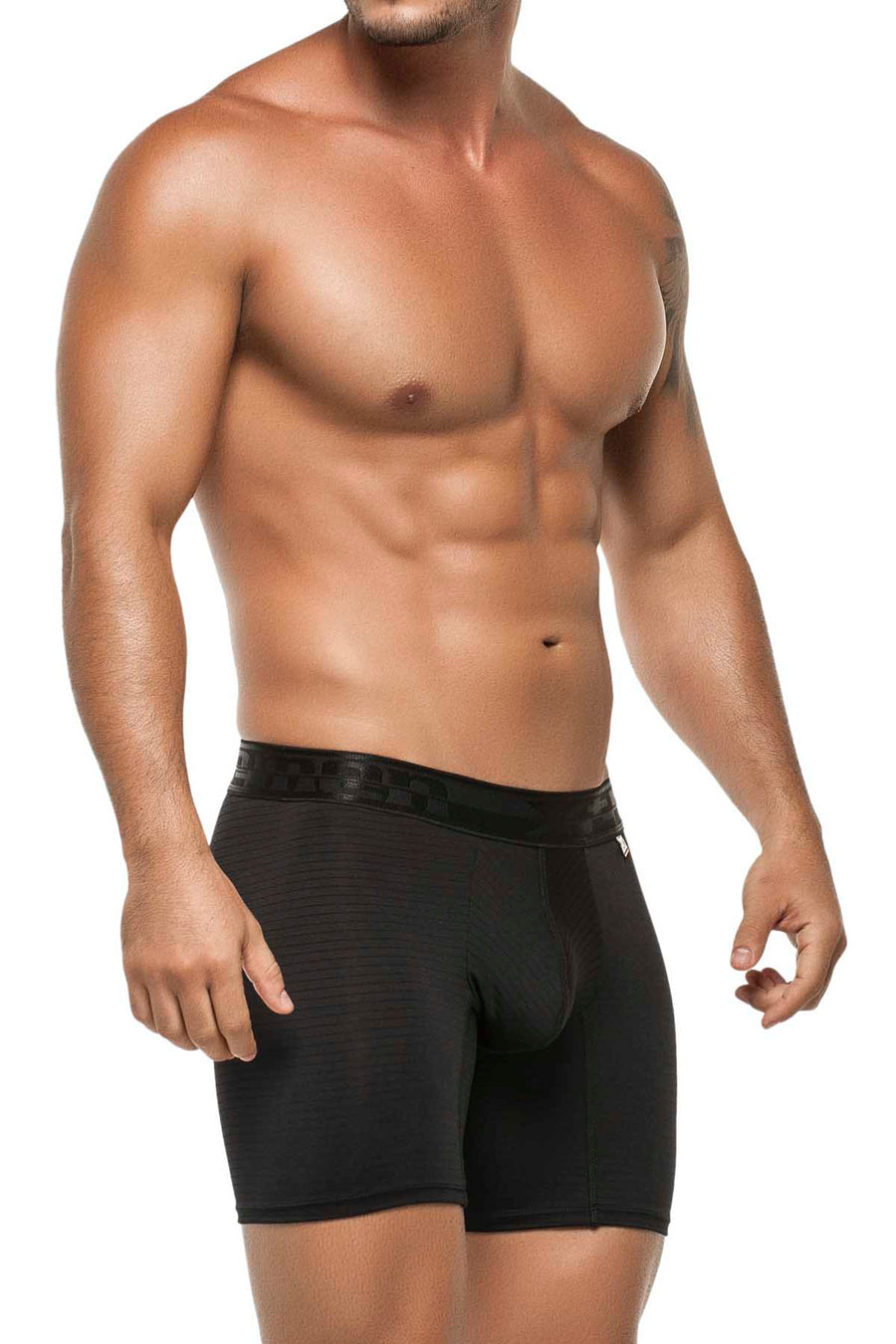 XTREMEN Black Sheer Pin-Stripe Microfiber Boxer Brief