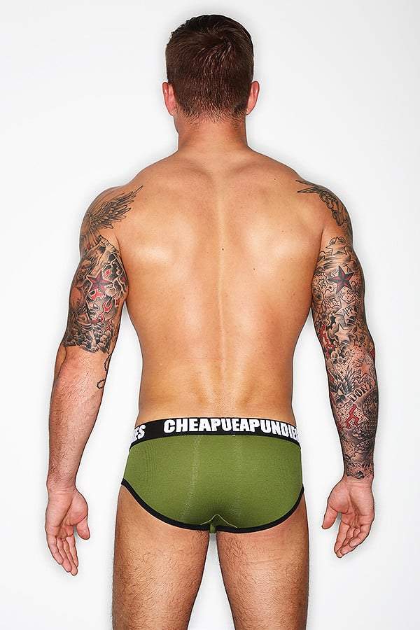 CheapUndies Army Green Impact Fly Brief