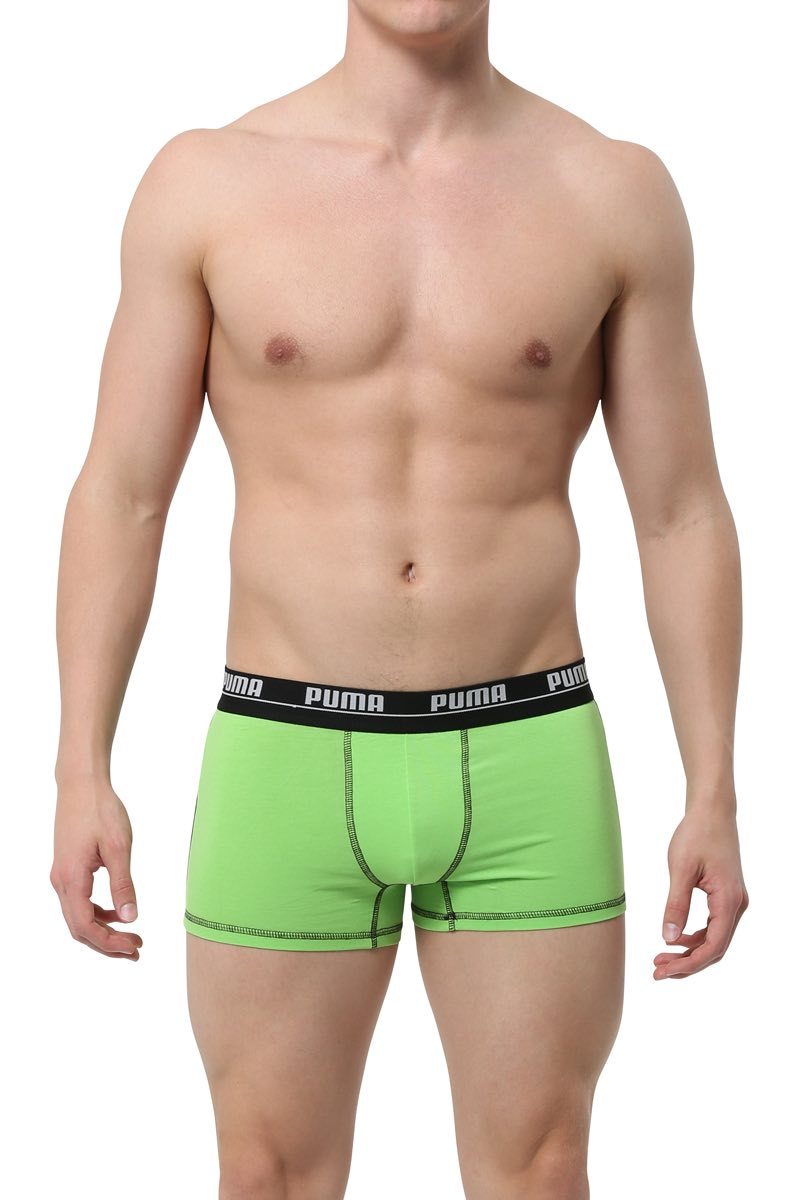 Puma Green & Black Cotton Stretch Trunk 2-Pack