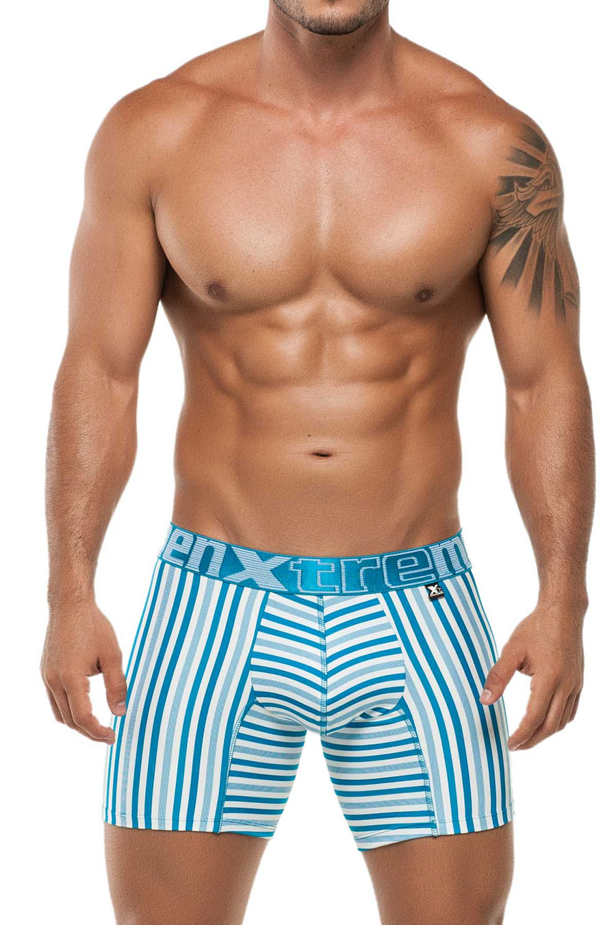 Xtremen Blue Classic Stripes Microfiber Boxer Brief