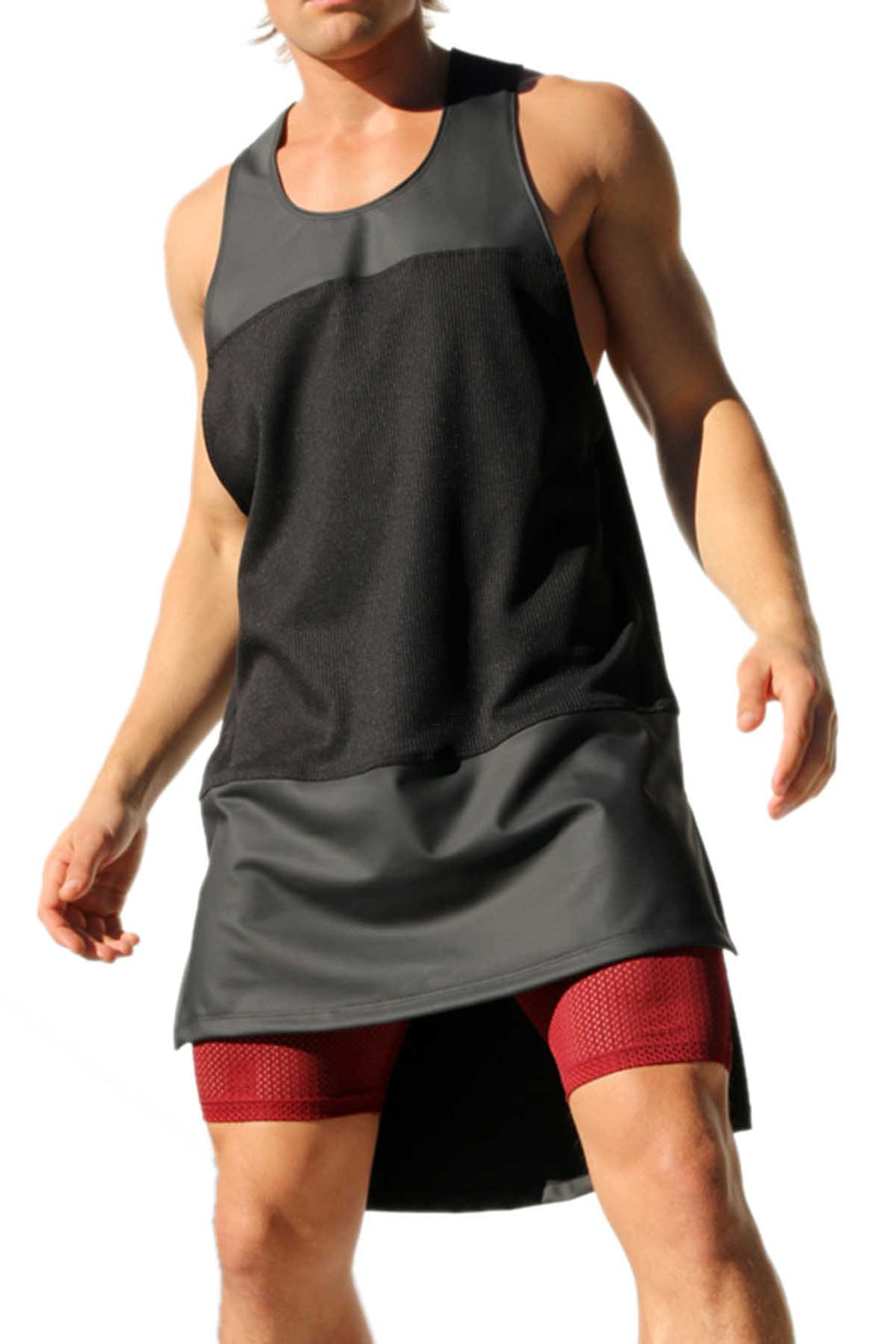 Rufskin Black Tar Oversized Waffle Knit/Rubber Tank