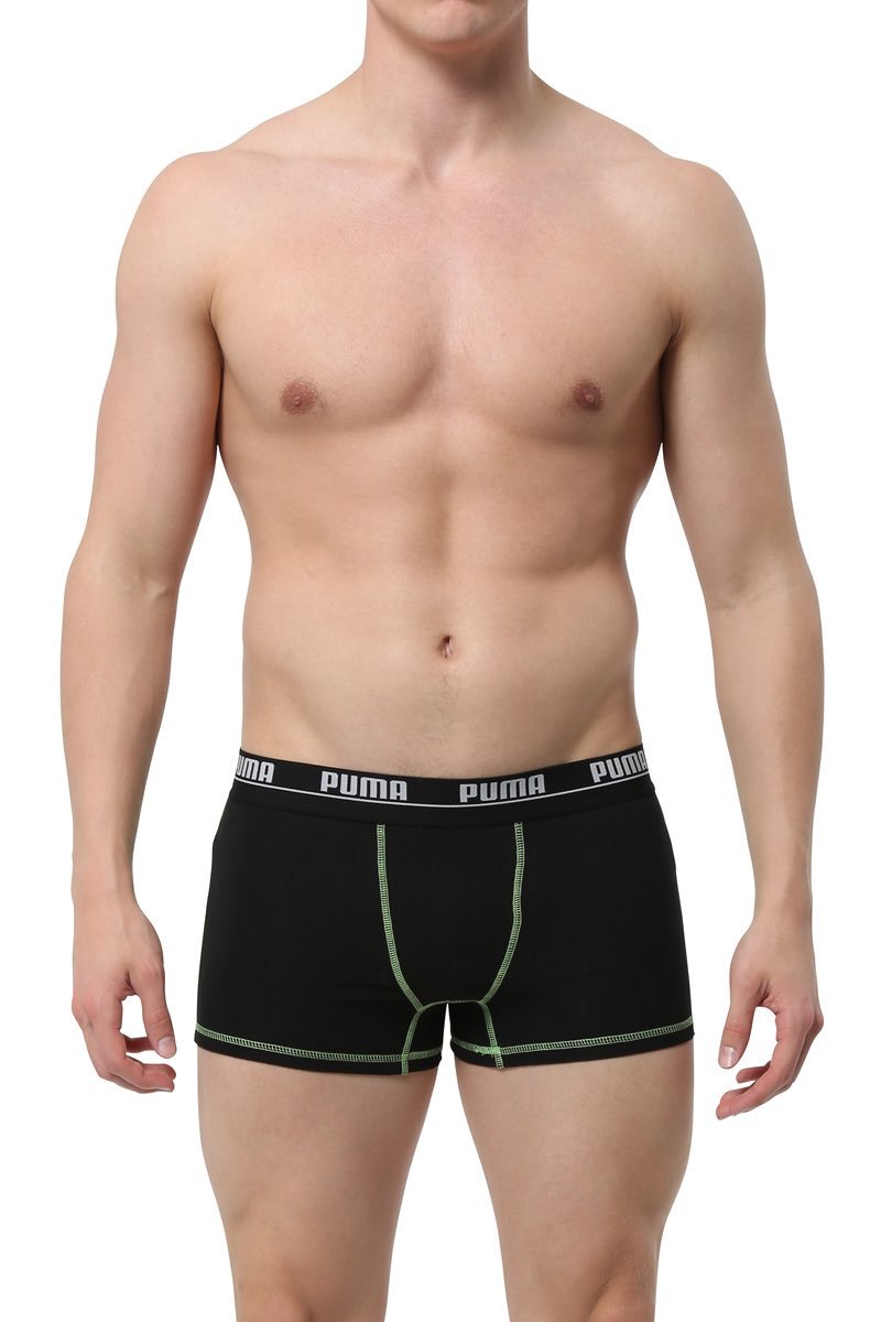 Puma Green & Black Cotton Stretch Trunk 2-Pack