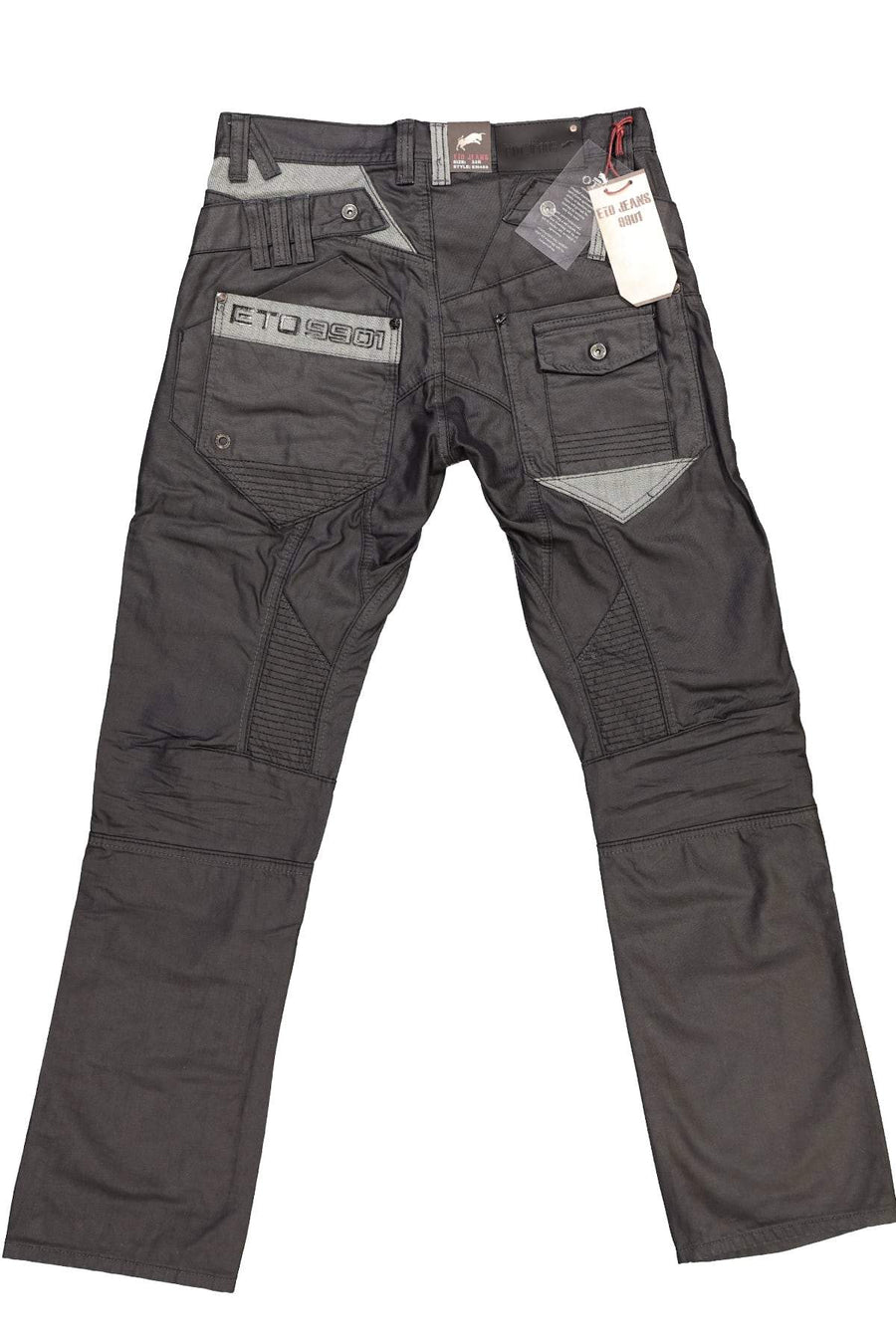 ETO Jeans Black Coated Loose Fit Denim Pant