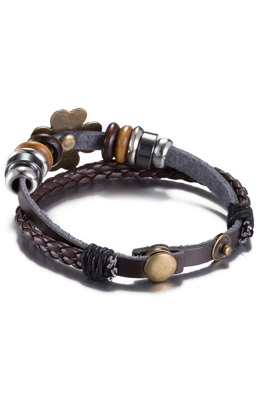 Dark Brown Flower Leather Bracelet