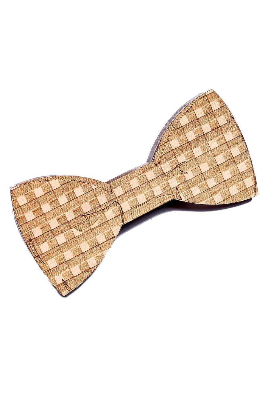 Brand Breeders Brown Check Breakfast Wooden Bow Tie