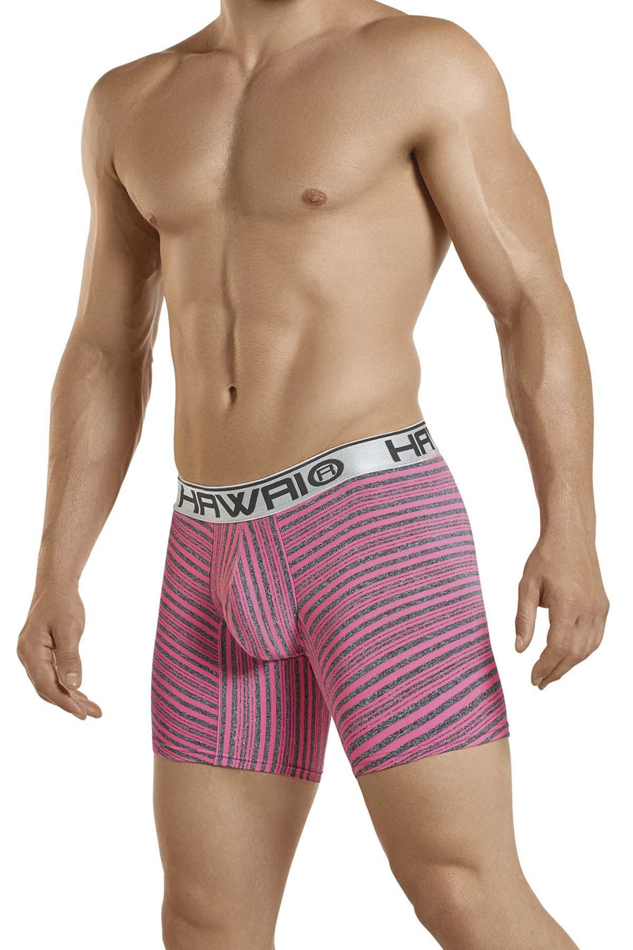 Hawai Hot Pink & Grey Stipe Boxer