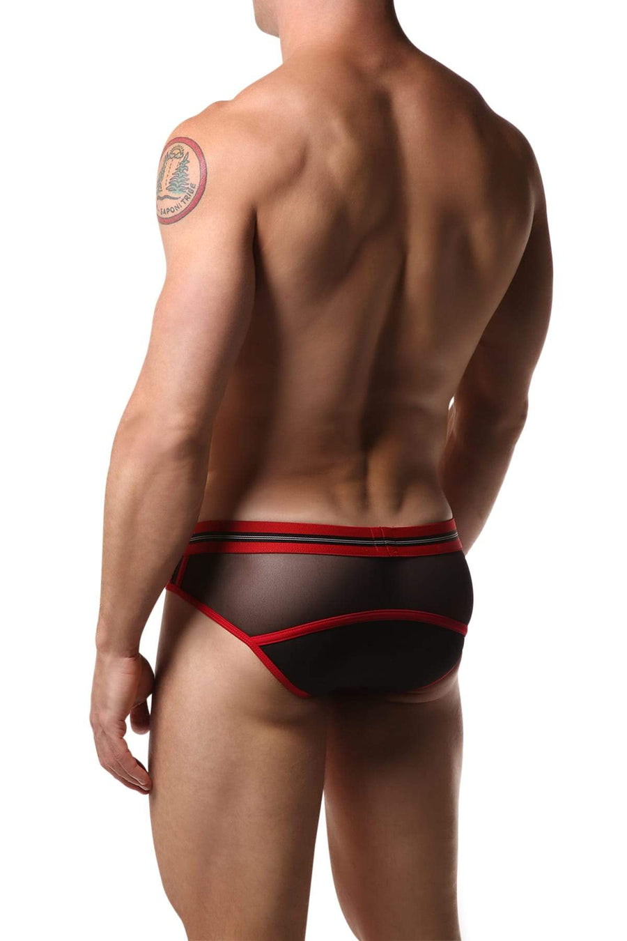 Pistol Pete Black & Red Mesh Brief