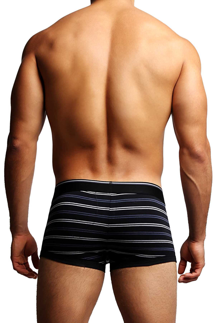 2-Pack Black & Grey Stripes Stretch Brazilian Trunks
