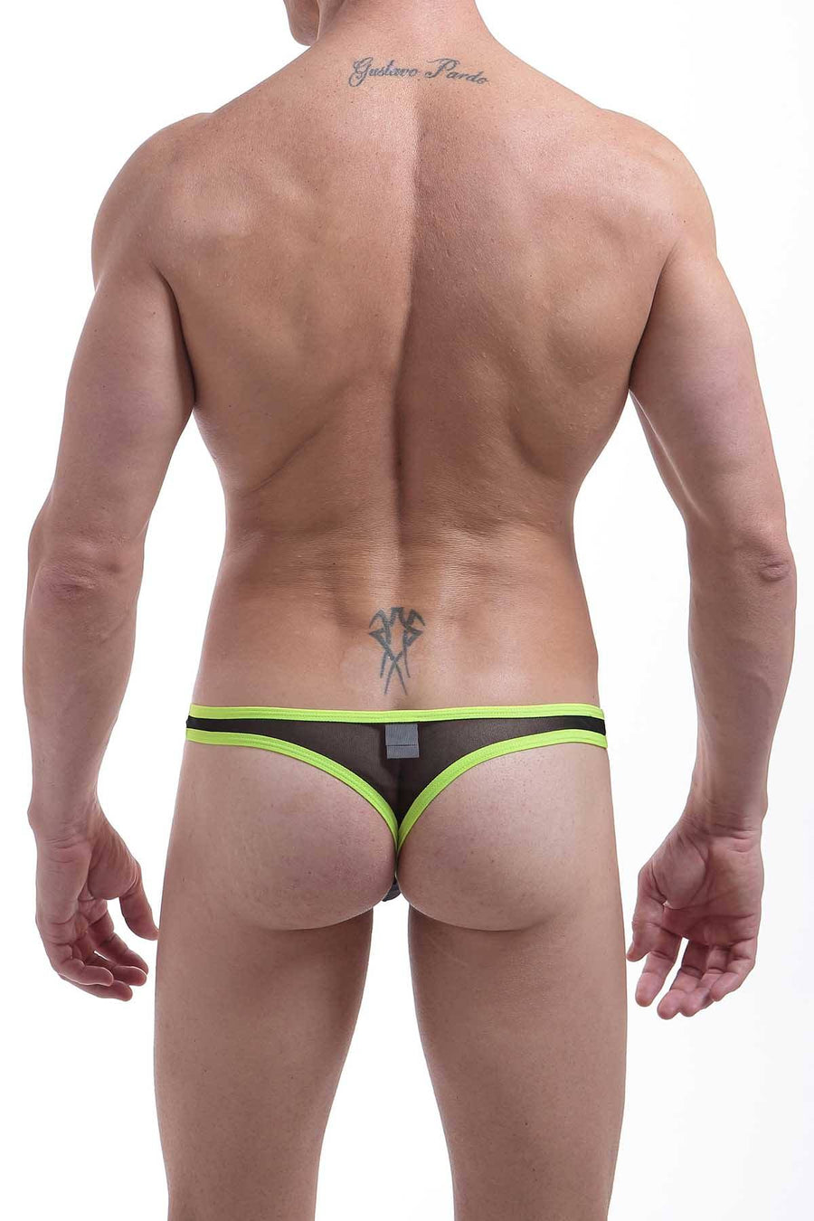 PetitQ Black-Mesh/Neon-Yellow Thong