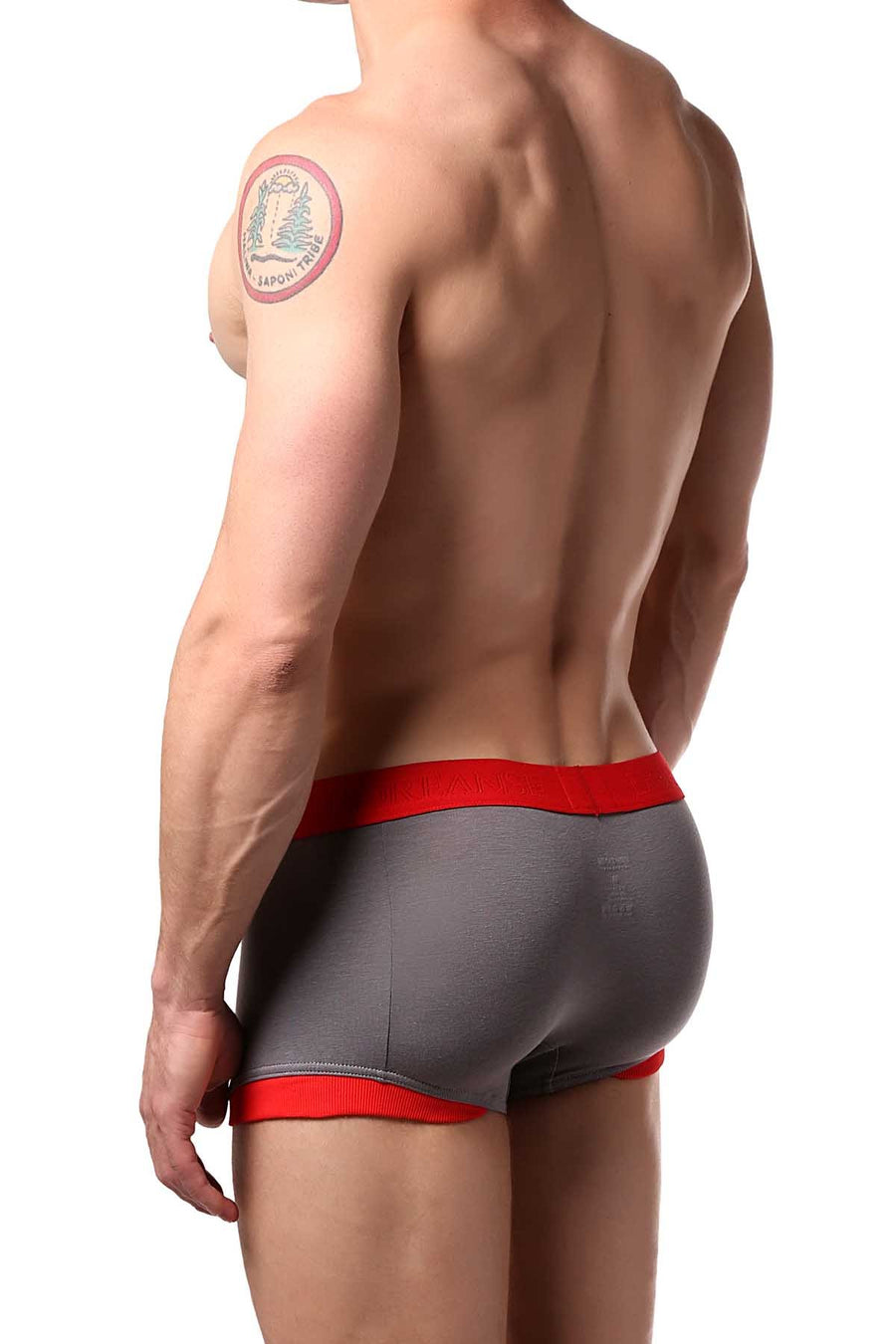 Doreanse Smoke-Grey/Red Contrast Stripe Boxer Trunk