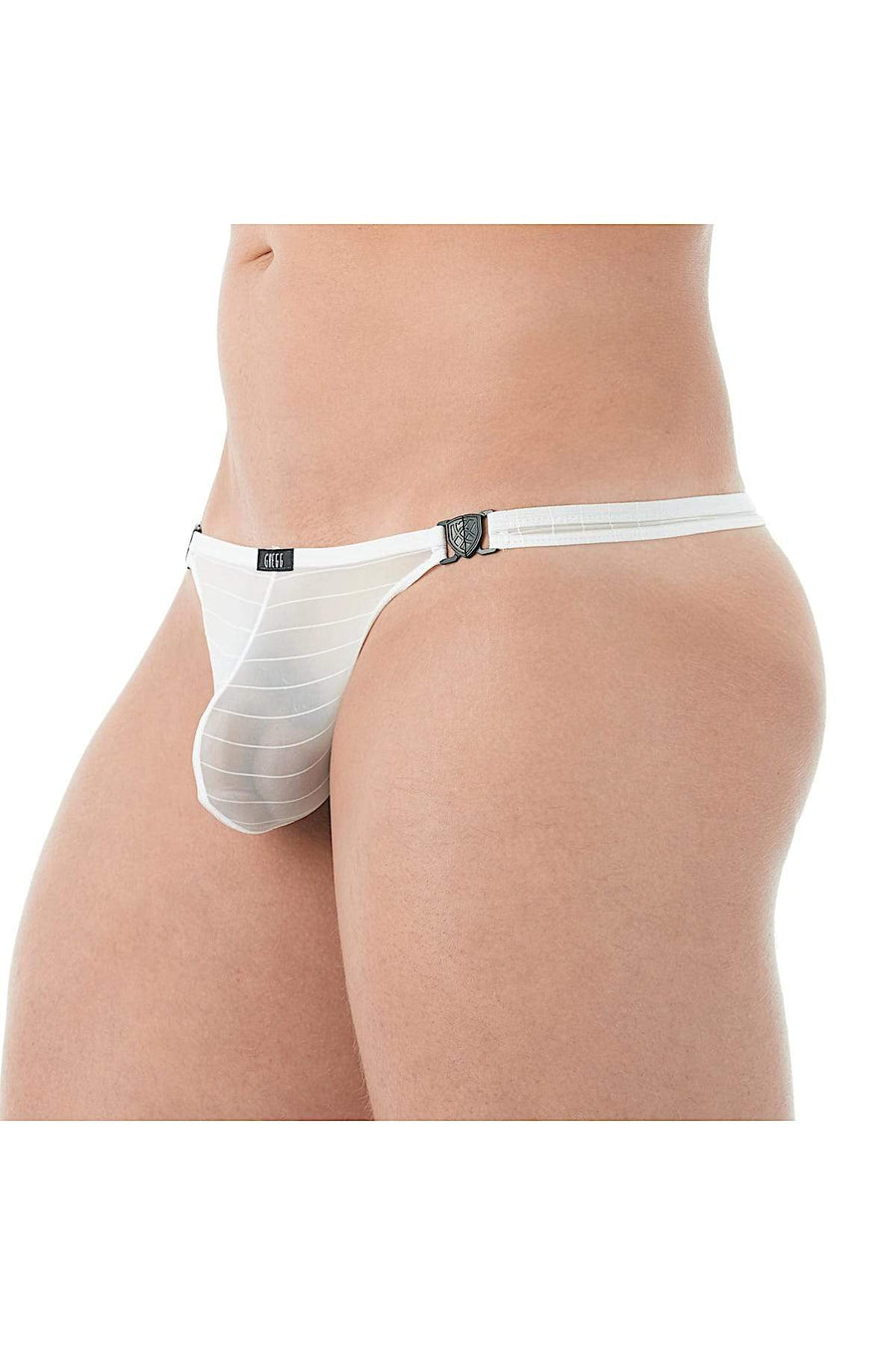 Gregg Homme White Mesh Suspender C-Ring Thong