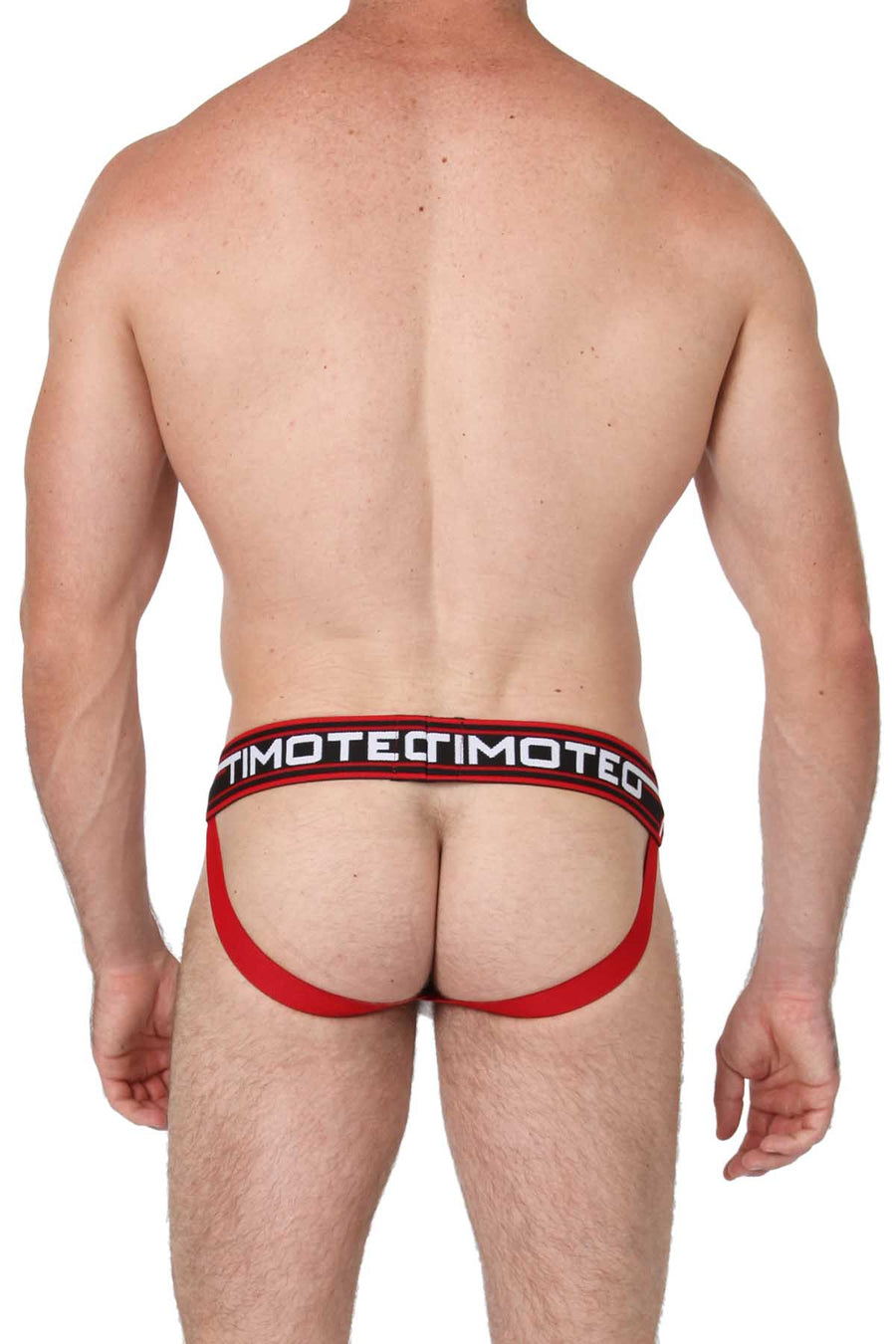 Timoteo White & Red Jet Stream U-Bulge Jockstrap