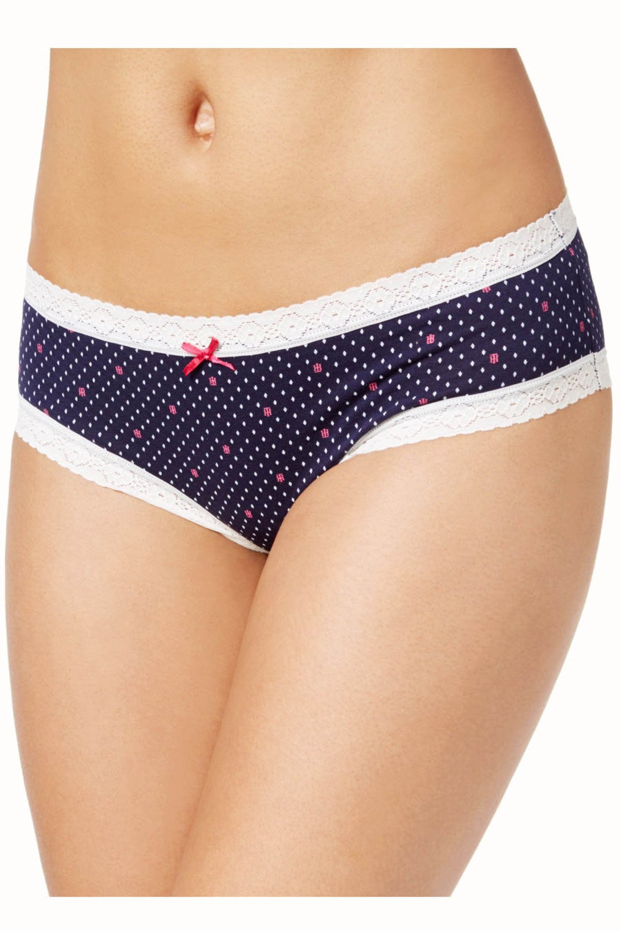 Tommy Hilfiger Lake-Blue Monogram Diamonds Cotton/Lace Bikini Brief