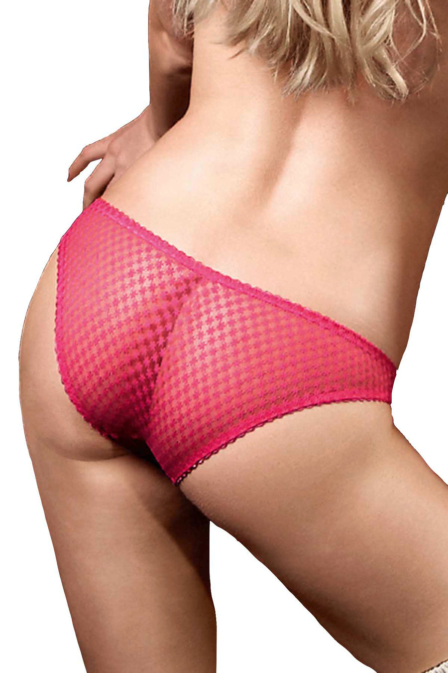 Baci Pink Mesh Crotchless Bikini