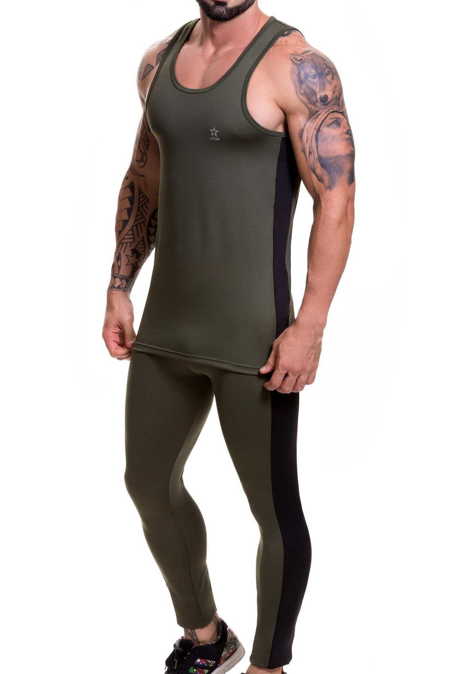 Jor Army-Green Runner Tank Top