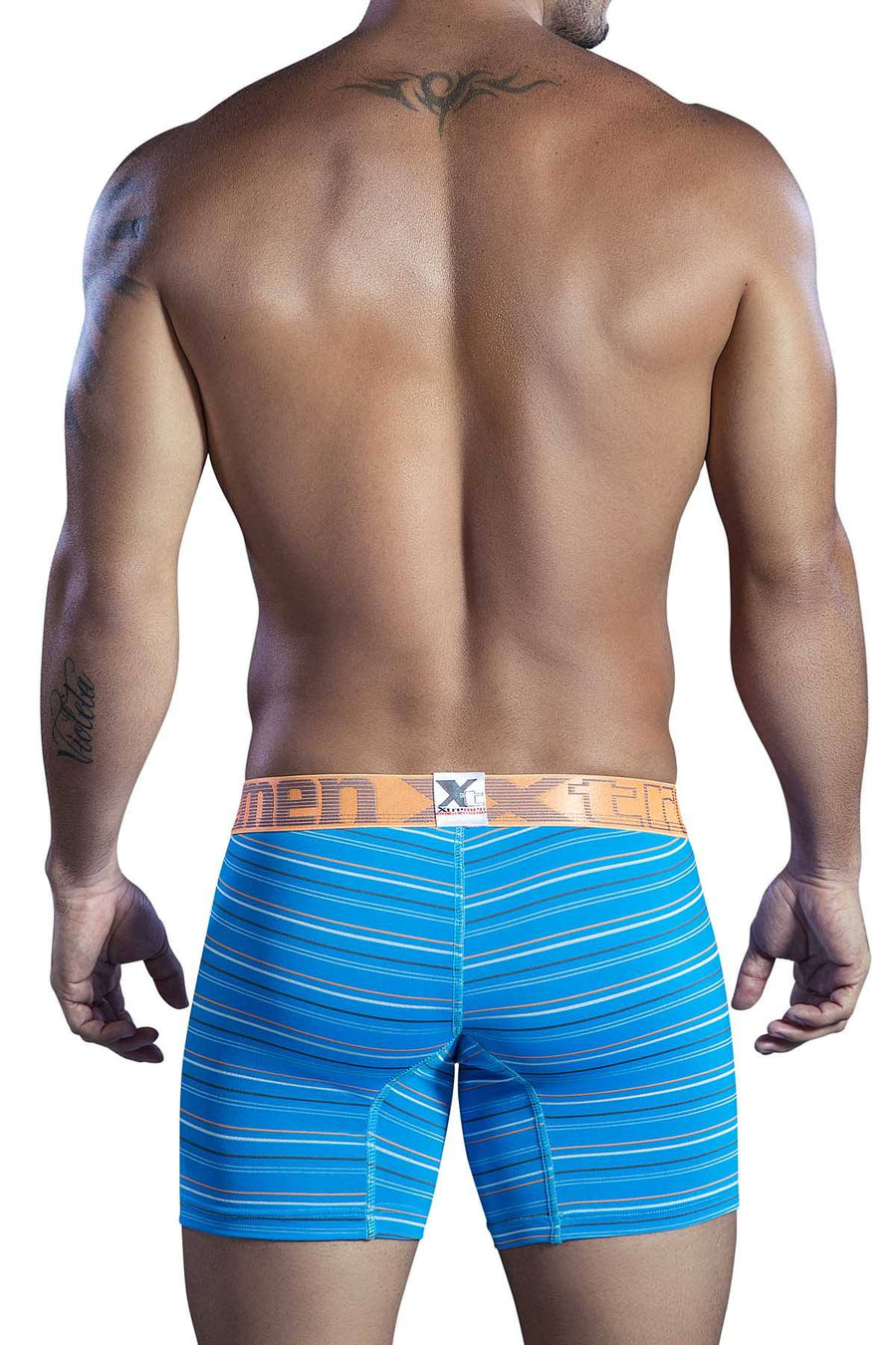 XTREMEN Turquoise/Orange Stripe Microfiber Classic Boxer Brief