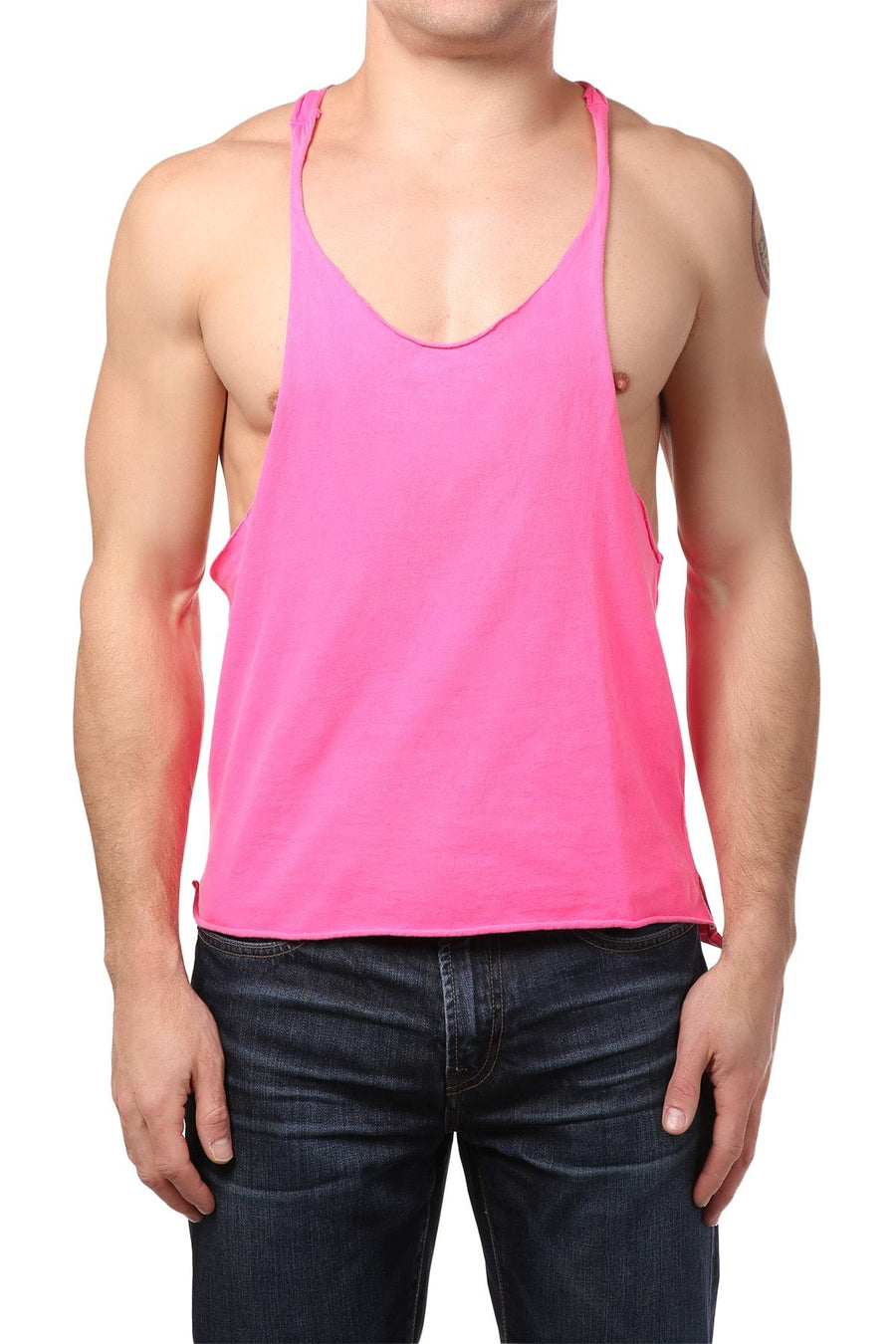 Y.M.L.A Hot Pink Raw Edge String Tank