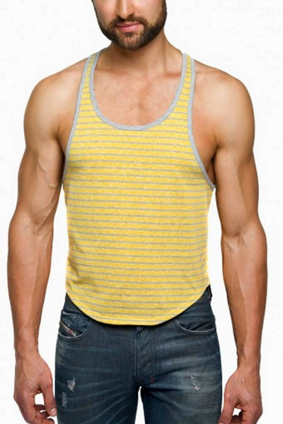 Jack Adams Mustard & Grey Stripe T-Back Tank