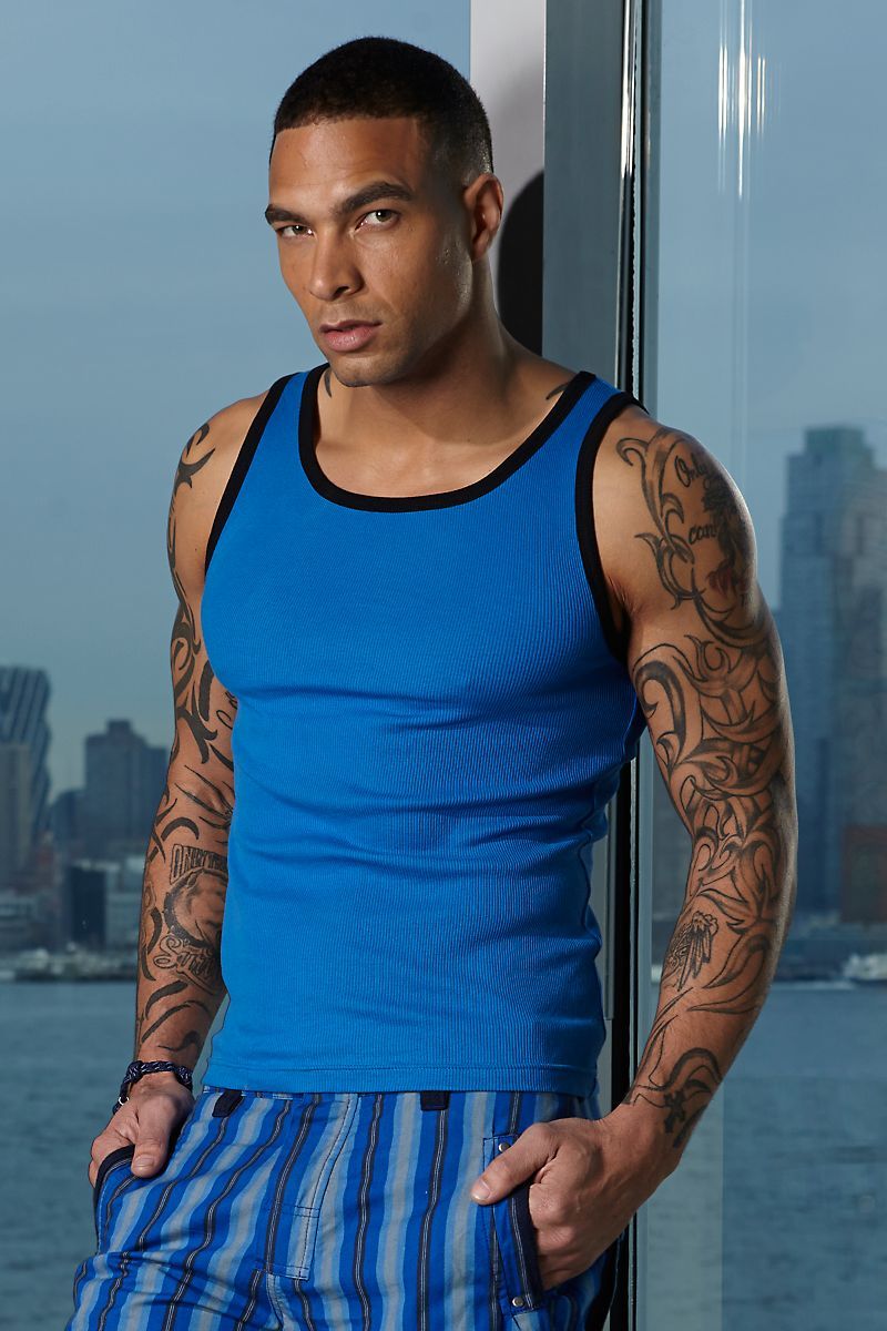 P.O.V. Royal Blue & Black Ribbed Tank Top