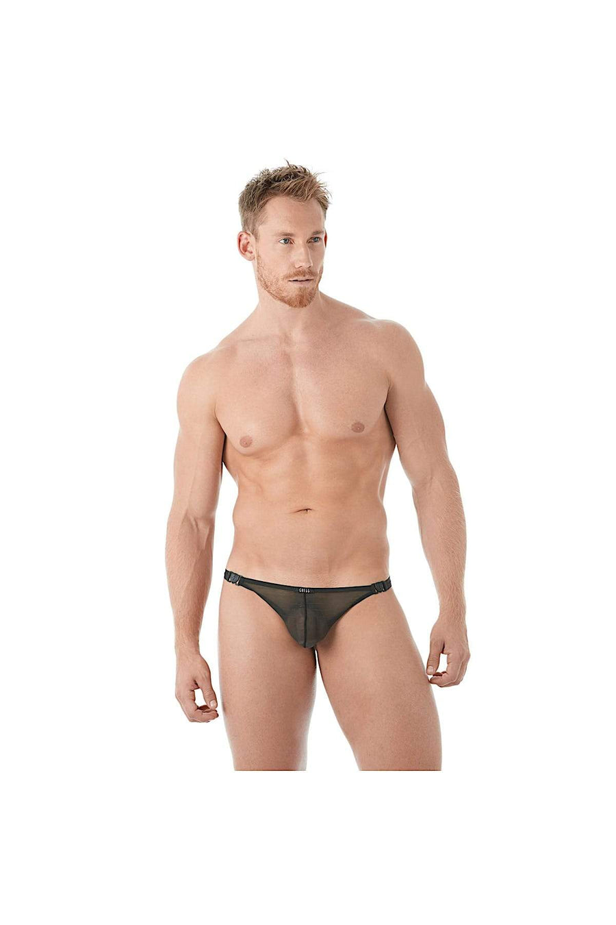 Gregg Homme Black Mesh Suspender C-Ring Thong
