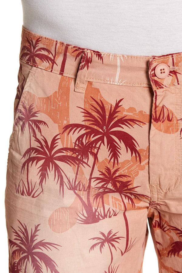 Pop Icon Orange Palms Floral Flat Front Short