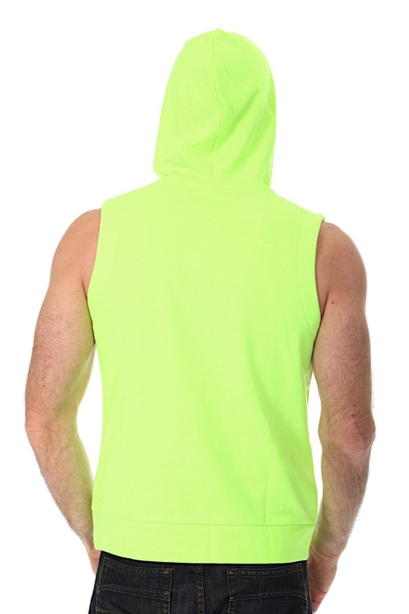 Zutoq Lime Green Zasted Sleeveless Hoodie
