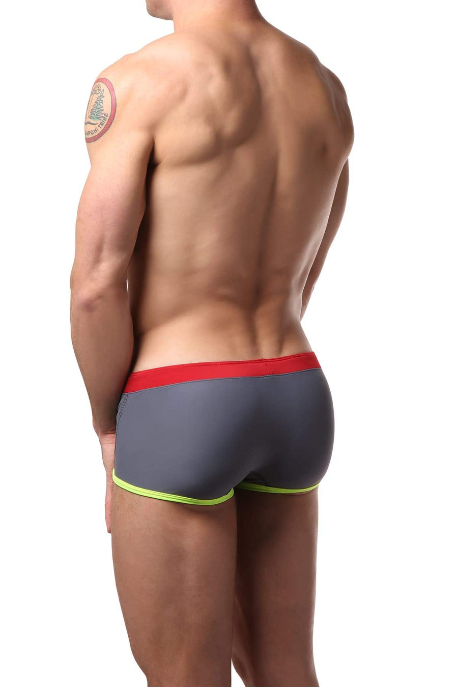 Gigo Grey & Red Active Swim Boxer
