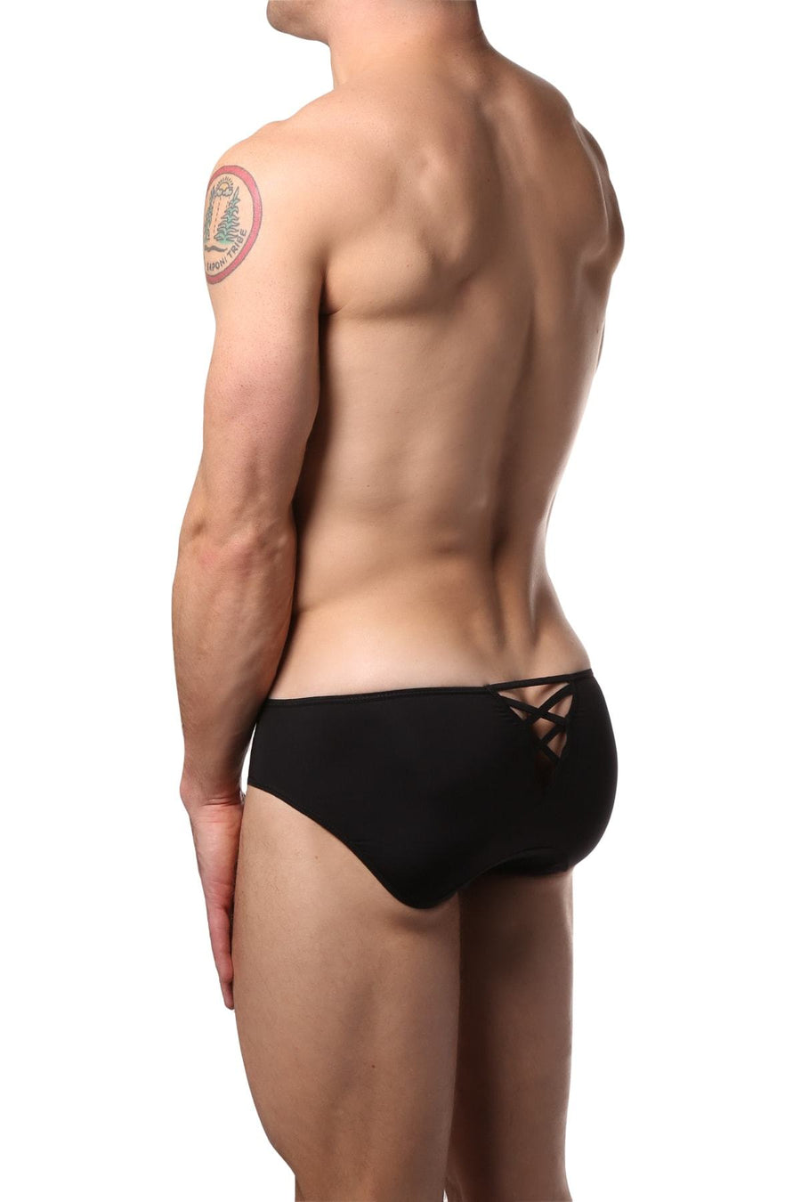 Male Basics Black Microfiber Crossed Bikini