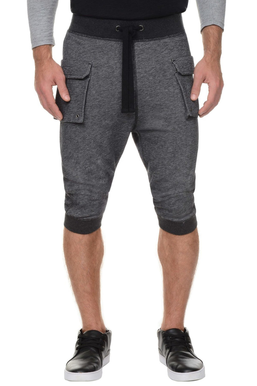 2(X)IST Black-Heather French-Terry Cropped Cargo Pant