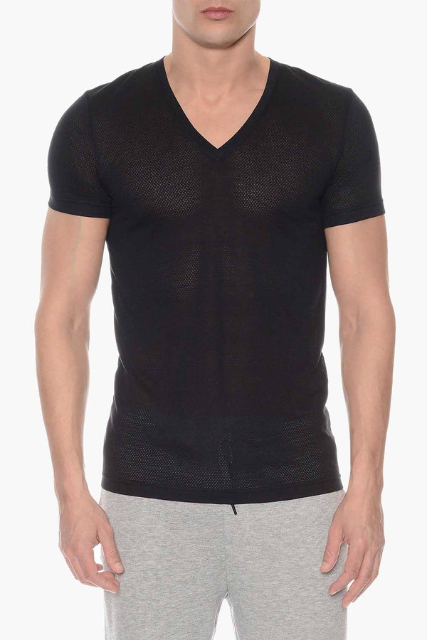 2(X)IST Black Mesh V-Neck Tee