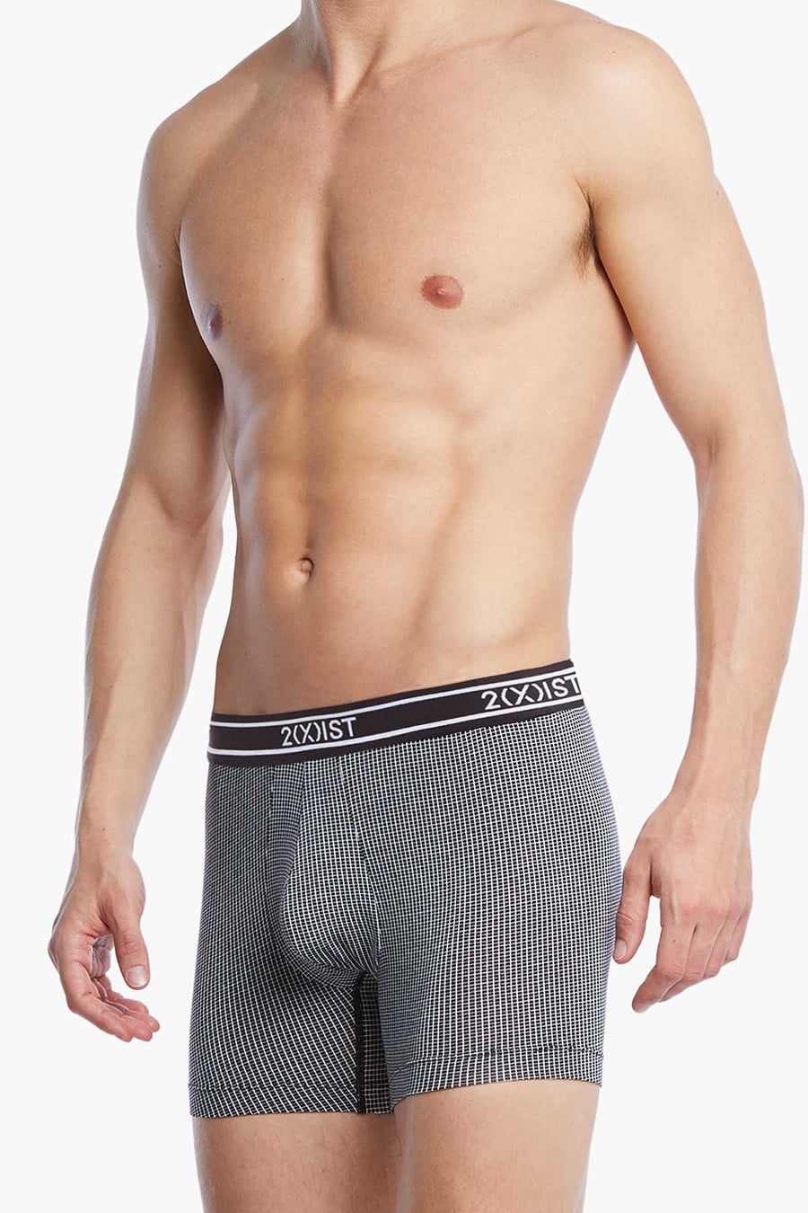 2(X)IST Black Micro-Grid Print Graphic Modal Boxer Brief