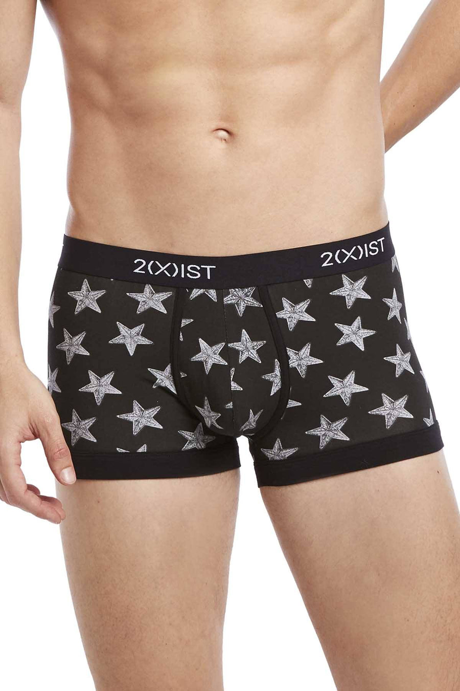 2(X)IST Black Star-Patch Print Graphic Cotton No-Show Trunk