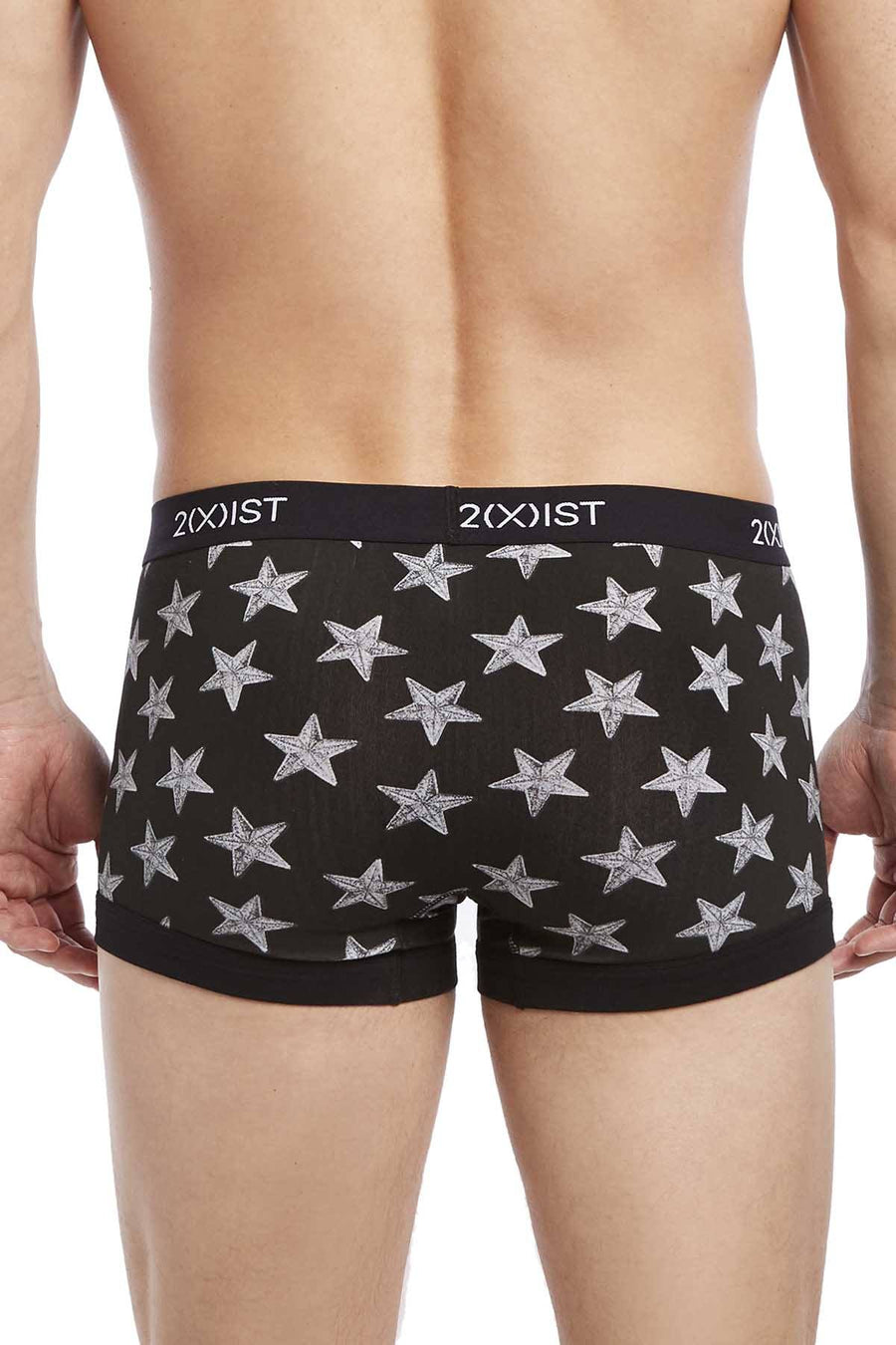 2(X)IST Black Star-Patch Print Graphic Cotton No-Show Trunk