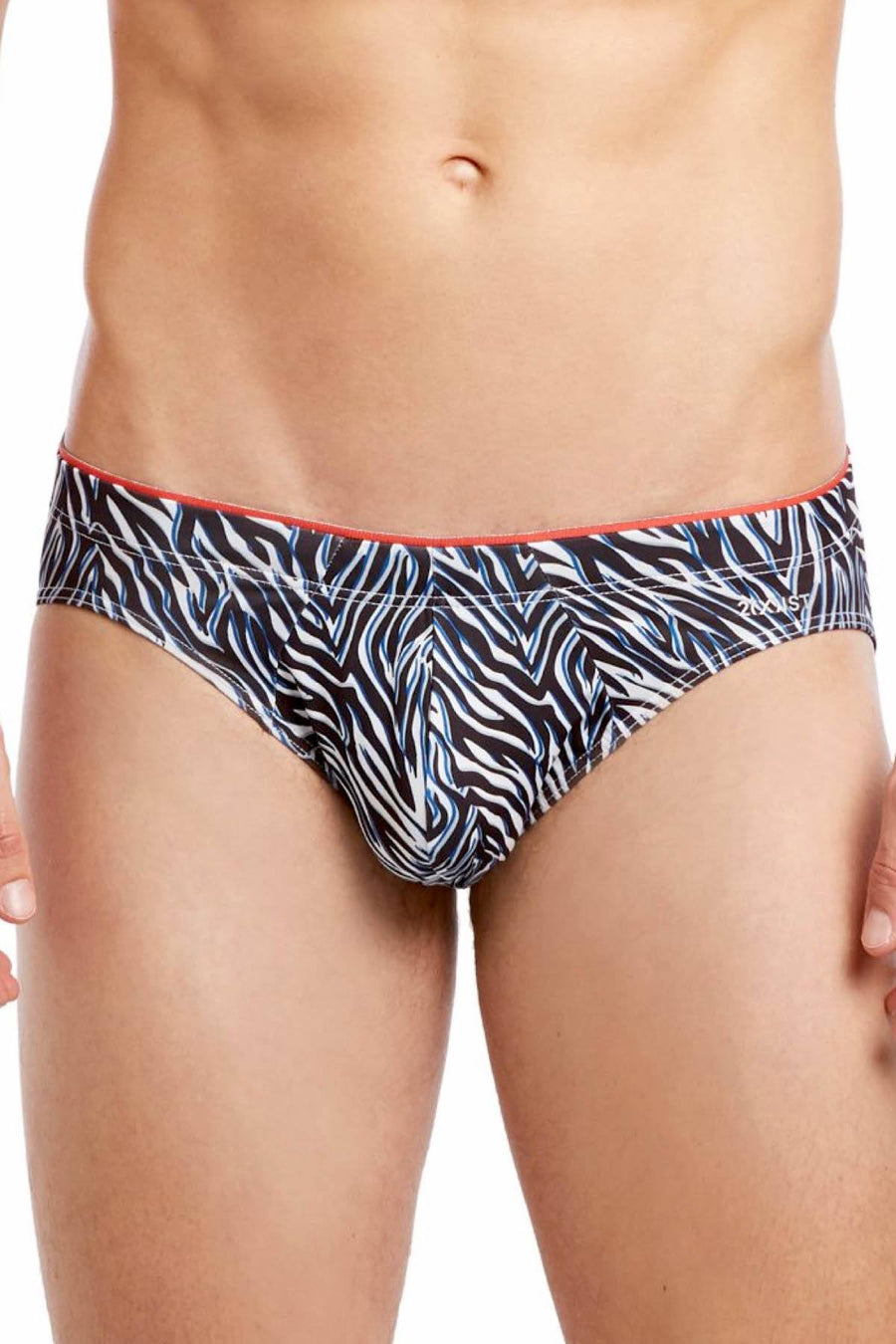 2(X)IST Black/White Zebra-Printed Sliq Micro Brief