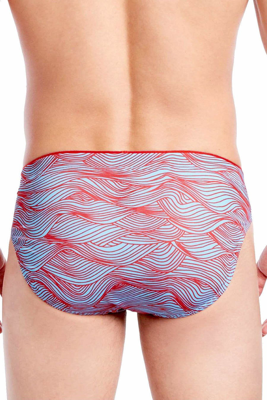 2(X)IST Blue/Red Wave-Printed Sliq Micro Brief