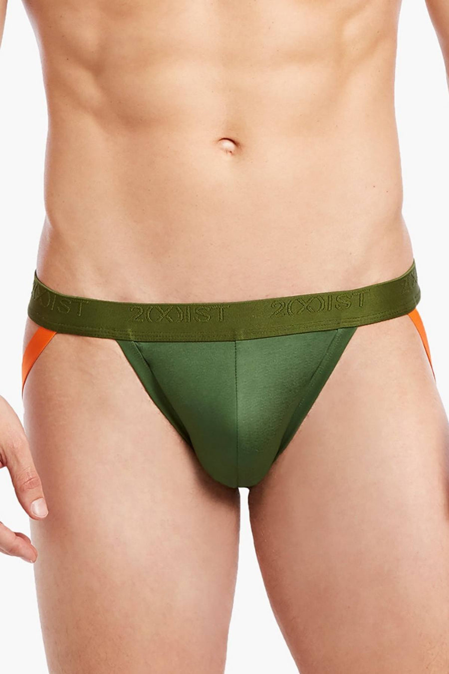 2(X)IST Chive-Green Military-Stripe Micro Jockstrap