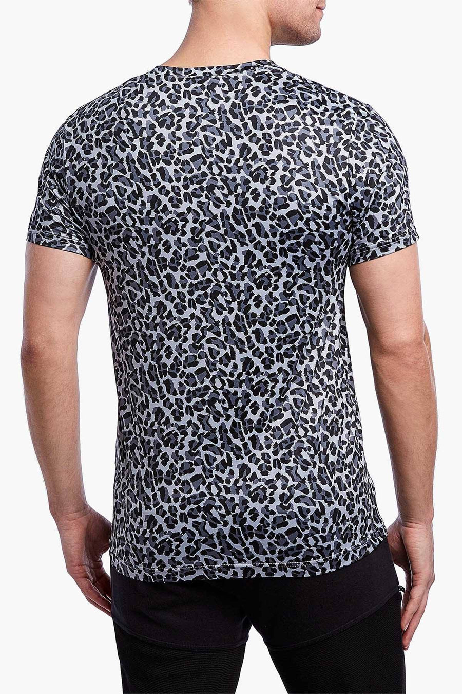 2(X)IST Cloud-Grey Cheetah-Print Mesh Performance V-Neck Tee