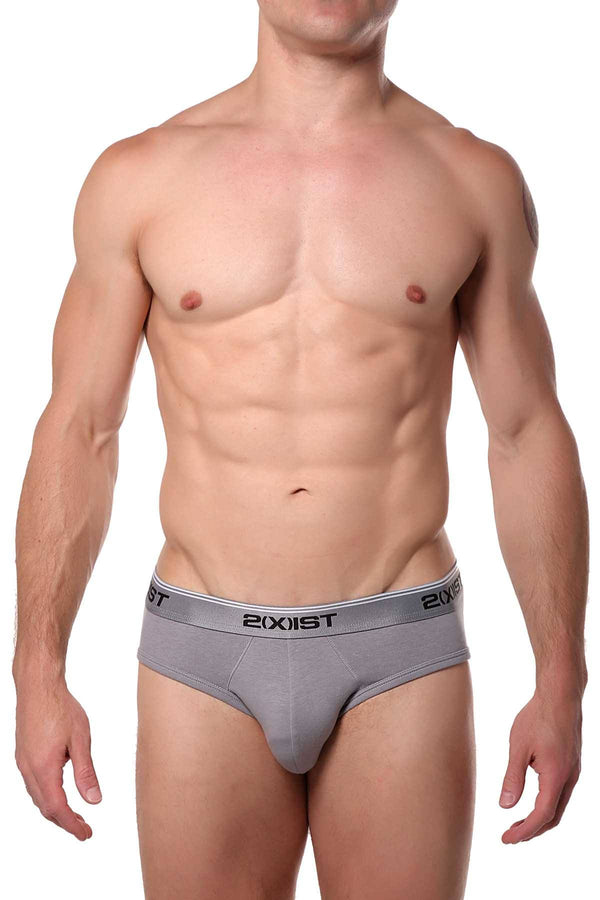 2(X)IST Earl-Grey Essential Cotton-Stretch Contour-Pouch No-Show Brief