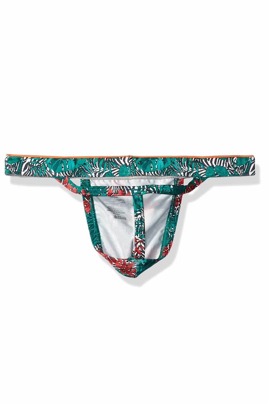 2(X)IST Green Floral/Zebra-Print Sliq-Micro Y-Back Thong