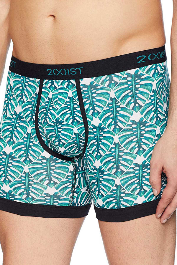 2(X)IST Green Palm-Print Graphic Cotton Boxer Brief