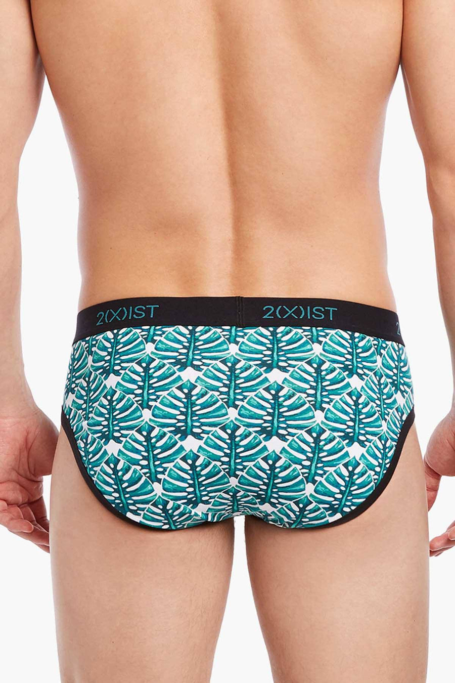 2(X)IST Green-Palm Print Graphic Cotton No-Show Brief