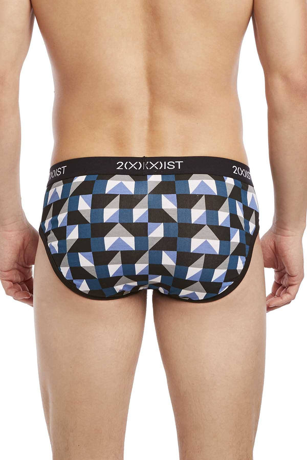 2(X)IST Grey/Blue American-Geo Print Graphic Cotton No-Show Brief