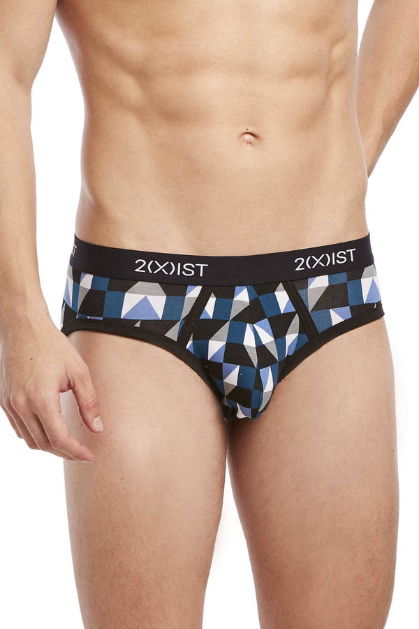 2(X)IST Grey/Blue American-Geo Print Graphic Cotton No-Show Brief