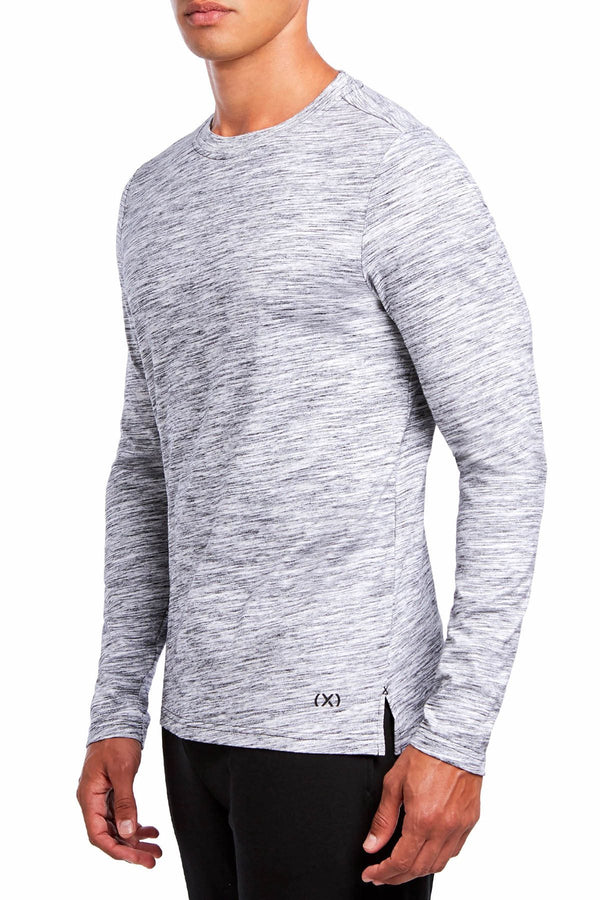 2(X)IST Grey-Heather Lounge Long-Sleeve Cotton T-shirt