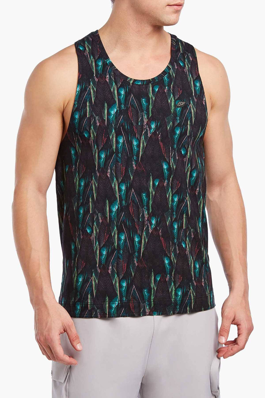 2(X)IST Jungle-Leaf Printed Urban-Jungle Tank Top