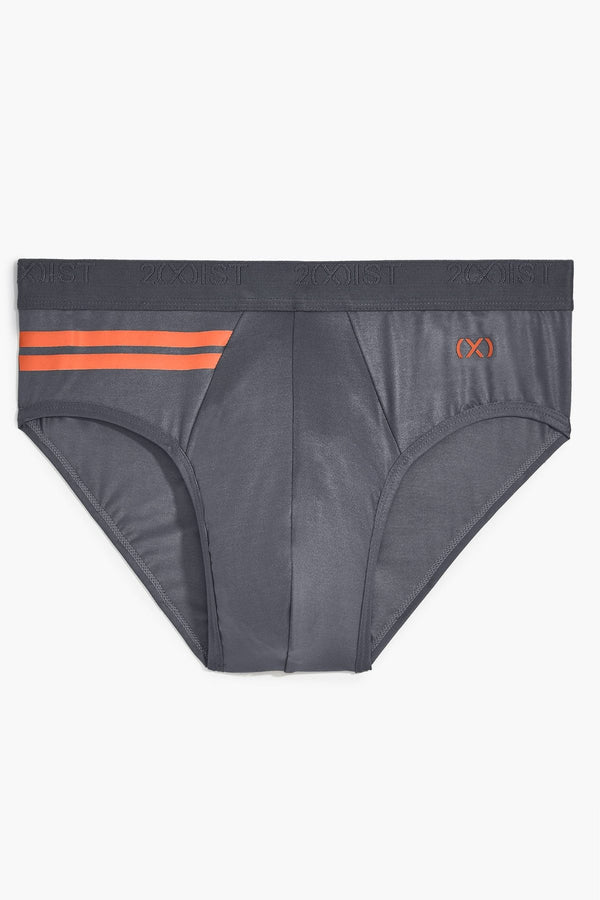 2(X)IST Lead-Grey Military-Stripe Micro Sport No-Show Brief