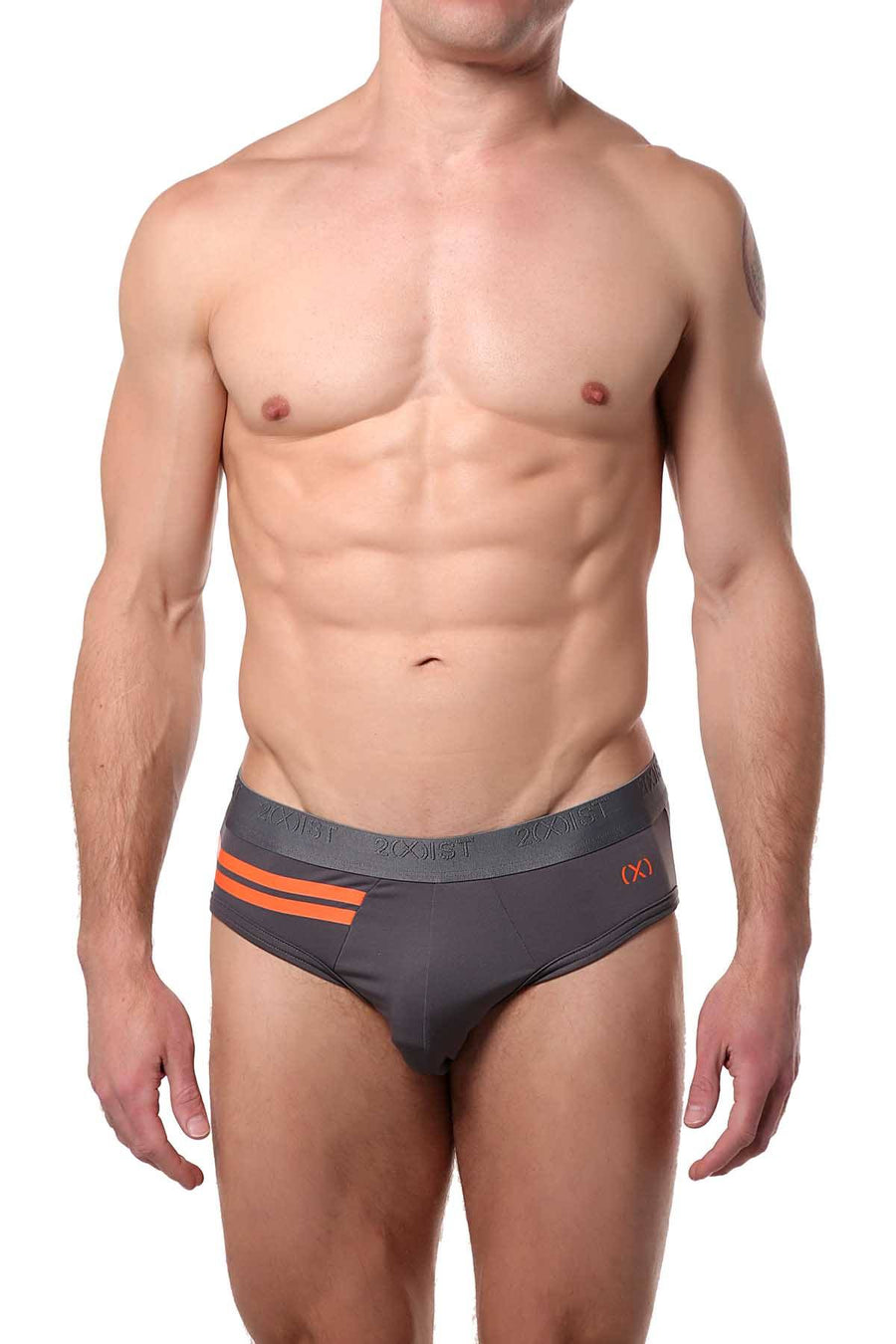 2(X)IST Lead-Grey Military-Stripe Micro Sport No-Show Brief